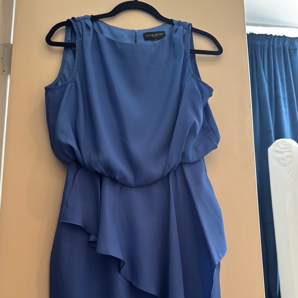 Blue Asymmetrical Ruffled Cocktail Dress size 2
